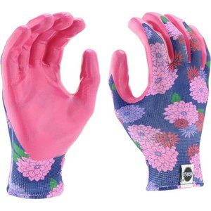 Miracle Gro Women's Nitrile Coated Grip Floral Pattern Gardening Work Gloves
